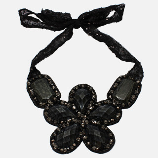 Ash Black Flower Shaped Necklace