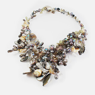 Grayscale Pearl and Crystal Necklace