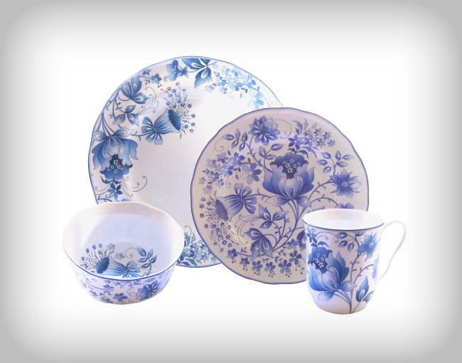 222 Fifth China Ionia 16-Piece Round Dinnerware Set, Service for 4