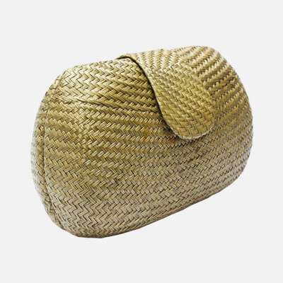 Handmade Silver Gray Hemp Fiber Minaudiere