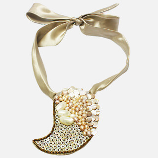 Moon Shaped Ivory Pearl Necklace