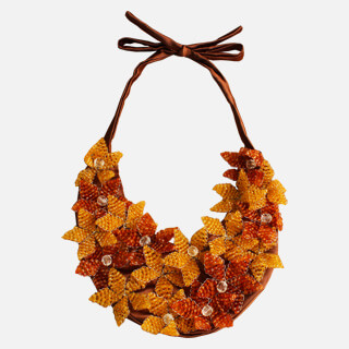 Orange Beads and Crystal Necklace
