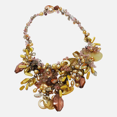 Tea Rose Pearl and Crystal Necklace