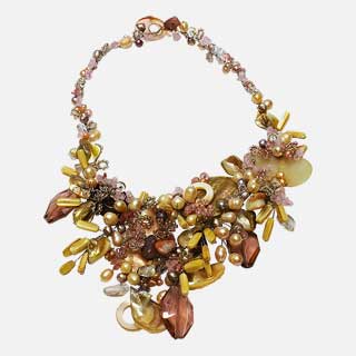 Tea Rose Pearl and Crystal Necklace