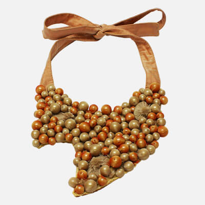 Tulle-Wrapped Pearl Beads Necklace