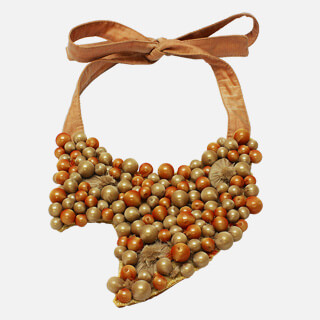 Tulle-Wrapped Pearl Beads Necklace