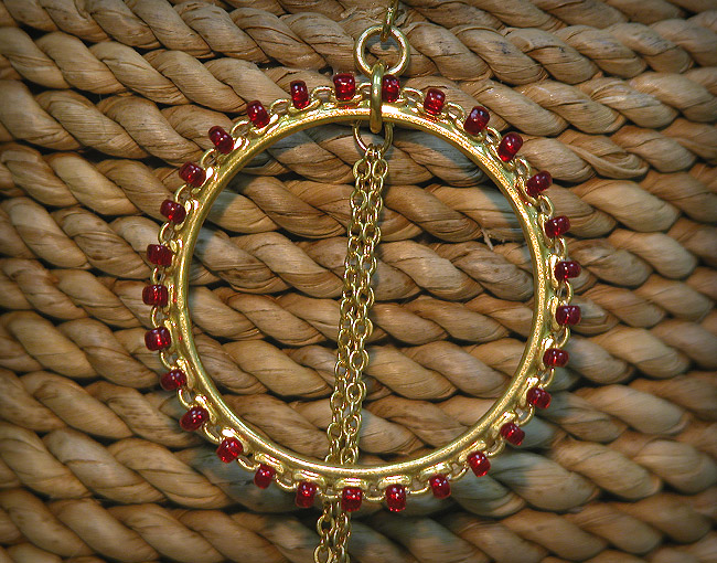 Hoops Up Earrings Red Beads